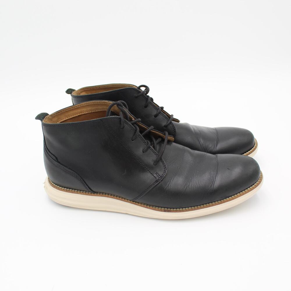 Cole Haan Grand Leather Boots Mens 11 Black Chukka Casual Comfort Office Travel